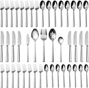 Alata Potter 45-Piece Forged Stainless Steel Flatware Set Cutlery Set,Service for 8,Silver Finish,Dishwasher Safe by CozyNest Decor