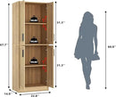 Storage Cabinet, Kitchen Cabinet with Doors & Shelf, Tall Storage Cabinet for Bathroom, Living Room, Entryway,Natural by CozyNest Decor