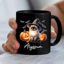 Customized Himalayan Wearing Witch Hat Mug with Name, Personalized Halloween Himalayan Ceramic Mug 11oz 15oz, Cat Pumpkins Black Coffee Cup, Halloween Cup Gift for Pet Lover Family Friend by TinyTreasures Baby Boutique