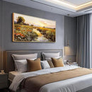 PHAOHUAXM Large Wall Art For Living Room Canvas Wall Decor For Bedroom Watercolour Painting Office Decoration Countryside Sunrise Scenery Wall Picture Ready To Hang Home Decor Wood Framed 20x40 In by CozyNest Decor
