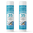 Badger Mineral Sunscreen Face Stick SPF 35, 97% Organic Unscented Zinc Oxide Travel Sunscreen, Coral Reef Safe Travel Size Stick, .65 oz, 2-Pack by TinyTreasures Baby Boutique