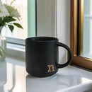COLLECTIVE HOME - Black Monogram Ceramic Mugs, 15 oz Golden Initial Coffee Cups, Elegant Alphabet Tea Mugs, Personalized Halloween Mug with Gift Box, Perfect for Office and Home Décor (n) by CozyNest Decor