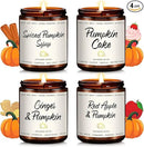Pumpkin Candle Set | 4 Pack Scented Candles for Home - Candle Gifts for Women Men, Soy Candles | Jar Candle Scents of - Cake/Red Apple/Syrup/Ginger by CozyNest Decor