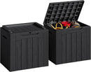 JUMMICO 31 Gallon Resin Deck Box Waterproof Indoor Outdoor Storage Boxes for Patio Furniture Cushions and Garden Tools (Black, 31gallon-2 Packs) by CozyNest Decor