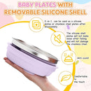 Nuogo 4 Pcs Stainless Steel Baby Suction Plates with Removable Silicone Shell 2-in-1 Metal Toddler Bowl Divided for Picky Eaters Kid Feeding Led Weaning Supply, Dishwasher Safe (Macaron Series) by TinyTreasures Baby Boutique