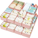 DIMJ Drawer Organizer Clothes 15 Pack - Foldable Dresser Organizer for Nursery, Bedroom, Closet - Pink Dividers for Baby Clothes, Underwear, Clothing, Sock, Belt, Tie by CozyNest Decor