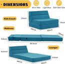 jela Foldable Sofa Bed, Convertible Sleeper Lounge Chair Floor Mattress Floor Couch with Backrest, Fold Out Futon with Washable Miss Fabric Cover for Guest Room, Living Room (83"x33",Teal) by CozyNest Decor