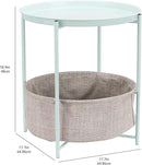 Amazon Basics Round Storage End Table, Side Table with Cloth Basket, Mint Green/Heather Gray, 18 in x 18 in x 19 in by CozyNest Decor