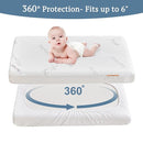 BEDLORE Waterproof Crib Mattress Protector 2 Pack, Ultra Soft Bamboo Viscose Crib Mattress Pad Cover, Noiseless Toddler Mattress Protector for Standard Baby Bed Size 52''x28'', White by TinyTreasures Baby Boutique