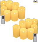 Aignis 14pcs Flameless LED Candles Battery Operated with Remote Timer, Outdoor Indoor Waterproof, Warm Glow for Cozy & Romantic Home/Wedding/Holiday Décor (D 3'' x H 4''/5''/6'') by CozyNest Decor
