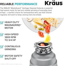 KRAUS WasteGuard High-Speed 3/4 HP Continuous Feed Ultra-Quiet Motor Garbage Disposal with Power Cord and Flange Included and Universal Mount, KWD210-75MGR by CozyNest Decor