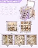 AKOZLIN 5-Tier Jewelry Box Leather Jewelry Storage Organizer with 4 Drawers Lockable for Women Girls Ring Necklace Earring Bracelet Watches Holder with Mirror Purple by TinyTreasures Baby Boutique