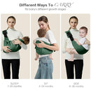 Baby Sling Carrier, Toddler Carrier Sling with Double Safety Buckle and Adjustable Shoulder Strap(7-30lbs), Baby Carriers One Size Fits All, Dark Green by TinyTreasures Baby Boutique