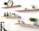 Wood Floating Shelves for Wall Decor, Rustic Wall Shelves for Bedroom Bathroom Kitchen Living Room, Set of 4 Light Walnut 24 Inch by CozyNest Decor