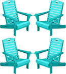 Adirondack Chairs Set of 4, Outdoor Fire Pit Chairs, HDPE All-Weather Adirondack Chairs with Cup Holder, Lawn Chair for Deck, Patio, Garden (Lakeblue) by GreenHaven Gardens