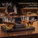 The Wine Savant Cigar Glasses Tray & Ash Tray, 4 Whiskey Cigar Glasses