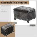 Joveco Storage Ottoman Bench, Rectangle 24" Velvet Foot Rest Stool Square Footstool for Living Room, Bedroom, Charcoal Grey by CozyNest Decor