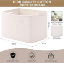 Storage Baskets for Organizing Shelves, Woven Cotton Rope Bins for Baby Nursery Organization, Book Toy Towel Organizer, 15"x11"x9.5", 3 Packs, Off White by TinyTreasures Baby Boutique