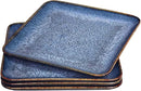 Ceramic Dinner Plates Dish Set, Set of 4, Microwave Oven and Dishwasher Safe, Scratch Resistant, Dinnerware Kitchen Porcelain Serving Dishes Blue, 9 inch Square plate by CozyNest Decor