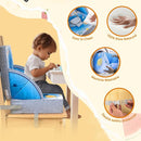 Toddler Booster Seat, Portable Baby Booster for Dining Table, Travel Toddler Chair with Adjustable Straps, Lightweight, Compact Design, Easy to Clean (Blue) by TinyTreasures Baby Boutique