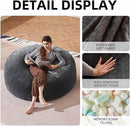Bean Bag Chair 5Ft, Memory Foam Filled, Large Beanbag Chairs for Adults and Teens, Soft Sofa with Removable Flannel Cover, Round Couch for Living Room Bedroom College Dorm (Dark Gray, 5FT-60×60"×24") by CozyNest Decor