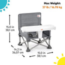 Bright Starts Pop 'N Sit Portable Booster, Indoor/Outdoor Use, Floor Seat with Feeding Tray, Grey, 6 Mos - 3 Yrs by TinyTreasures Baby Boutique