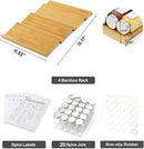 Spice Drawer Organizer with 20 Spice Jars,216 Labels,25 Non-slip Rubber, Bamboo 4 Tier Seasoning Rack Tray Insert for Kitchen Drawers,Cabinets,Countertop,11" Wide x 15.8" Deep by CozyNest Decor