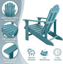 Psilvam Classic Adirondack Chair, Standard-Sized Poly Lumber Fire Pit Chair, 350Lbs Support Weather Resistant Patio Chairs for Garden, Party, Beach(Blue) by GreenHaven Gardens