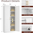 71" Tall Metal Pantry Cabinet, White Kitchen Pantry Storage Cabinet with 4 Adjustable Shelves and Gold Handles, Cupboard for Kitchen, Dining Room, Living Room, Bathroom by CozyNest Decor