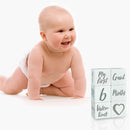 I'm Solid Wood Weekly Monthly Yearly Baby Milestone Age Blocks, Gender Neutral, Newborn Gifts & Keepsakes for Picture Props (6 Pcs/White) by TinyTreasures Baby Boutique