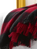 ZonLi Christmas Buffalo Plaid Throw Blanket, 50" x 60" Black and Red Decorative Blankets with Tassel for Couch, Bed, Sofa, Chair, Outdoor, Cozy Warm Lightweight Farmhouse by CozyNest Decor