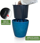 Dexceder 15x14 Self Watering Planter with Wheels Indoor Outdoor, Inner Pot Design, Thickened Large Floor Standing Flower Plant Pot with Water Level Indicator (Peacock Blue Gradient) by CozyNest Decor