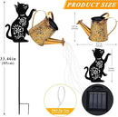 Solar Lights Outdoor Decorative, Watering Can with Cascading Lights, with Cat Silhouette Garden Stakes, Waterproof Metal Garden Decor for Yard Art, Outside, Patio, Lawn Ornaments by CozyNest Decor