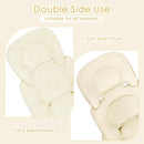 Infant Car Seat Insert for Newborn Girls Boys, Summer Mesh Baby Carseat Head Support with Strap Pads, Soft Reversible Baby Car Seat Insert Cushion Pad for Car Seat, Stroller, Bouncer, Swing, Beige by TinyTreasures Baby Boutique