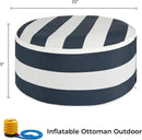 FUNHOME Inflatable Outdoor Ottoman with Air Pump,20"x9" Portable Patio Pouf,Water Resistant,Fade-Resistant,Round Blow Up Footrest Stools for Home Garden Camping Travel(Blue White) by CozyNest Decor