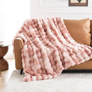 Cozy Faux Fur Throw Blanket for Couch-Warm Fuzzy Throw Blanket, Soft Plush Thick Bubble Blankets for Bedroom and Living Room, Furry Luxury Blanket, 90 x 90, Tie-Dye Pink by CozyNest Decor