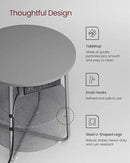 VASAGLE Side Table with Charging Station, Round End Table with Fabric Basket, Nightstand with Power Outlets, USB Ports, for Living Room, Bedroom, Modern, Dove Gray and Slate Gray ULET228G01 by CozyNest Decor