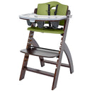 Abiie Beyond Junior Wooden High Chair with Tray - Adjustable and Convertible High Chair for Babies and Toddlers - 6 Months to 250 Lb - Water Resistant - Mahogany Wood/Olive Cushion by TinyTreasures Baby Boutique