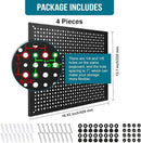 4 Pack Heavy Duty Steel Pegboard Garage Organization Panels,Universal 1/8 and 1/4 Pegboard Accessories,Suitable for Tool Storage,Garage Storage etc.(Black, 16X12) by GreenHaven Gardens