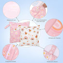 2pcs Cloth Diaper Wet Dry Bags, Waterproof Reusable Wet Bag with 2 Zipper Pockets & Handle, Washable Laundry Bags for Baby Adult Clothes Travel Beach Pool Daycare Yoga Gym Exercise Swimsuits, by TinyTreasures Baby Boutique