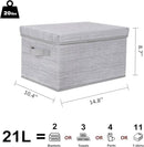 WUIKE Storage Bins with Lids, Collapsible Stackable Storage Bins with Handles, Clothing Storage Containers for Closet, Fabric Shelf Baskets, Large, Light Gray/Slub Gray, 3-Pack by CozyNest Decor