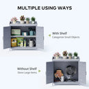 Gizoon Outdoor Potting Bench with Metal Tabletop, Outdoor Garden Patio Wooden Storage Cabinet with Adjustable Shelf, Double Doors Garden Work Bench for Backyard, Patio, Lawn - Grey by GreenHaven Gardens