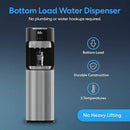 Brio Bottom Loading Water Cooler Dispenser for 5 Gallon Bottles - 3 Temperatures with Hot, Room & Cold Spouts, Child Safety Lock, LED Display with Empty Bottle Alert, Stainless Steel by CozyNest Decor