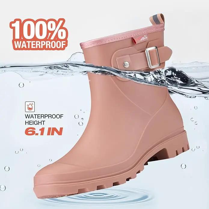HISEA Women's Ankle Rain Boots Waterproof, Fashion Short Garden Shoes Anti-slip for Women with Comfortable Insole, photo 2 of 9