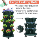 Vertical Planter, 5 Tier Stackable Strawberry Planter with Garden Tool Set, Movable Indoor/Outdoor Garden Herb Pot for Growing Vegetables and Succulents, Green by GreenHaven Gardens