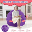 2FT Bean Bag Chair, Comfy Bean Bag Chairs with Memory Foam Filled, Fluffy Beanbag Sofa with Dutch Velvet Cover, Teardrop BeanBag Chairs for Living Room, Playroom - Purple by TinyTreasures Baby Boutique