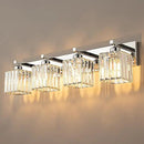 Modern 4-Light Chrome Crystal Bathroom Vanity Light Fixtures by CozyNest Decor
