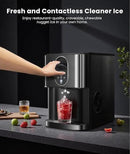 Nugget Ice Maker Countertop, 44lbs/24H Soft Chewable Pellet Ice Maker Machine Dispenser with Water Reservoir, Self-Cleaning, Pebble Ice Machine for Home Kitchen, Office, Black Stainless by CozyNest Decor