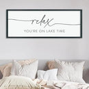 Relax You're On Lake Time Sign Wall Decor 40"×15" Lake House Bedroom Large Wood Framed Hanging Wall Art (Black) by CozyNest Decor