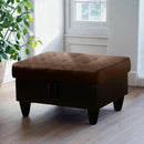 Ottoman Rectangular Storage Ottoman Bench, Flannel Footrest Stool Footstool with Lid for Living Room, Bedroom, Entryway, Brown&Black, 35"x23.5"x17.5" by CozyNest Decor